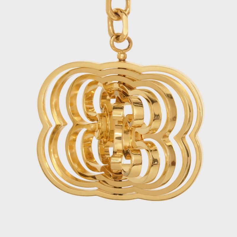 Gold Celine TRIOMPHE HELIX CHARM in Brass Leather Goods Accessories | CL-592917