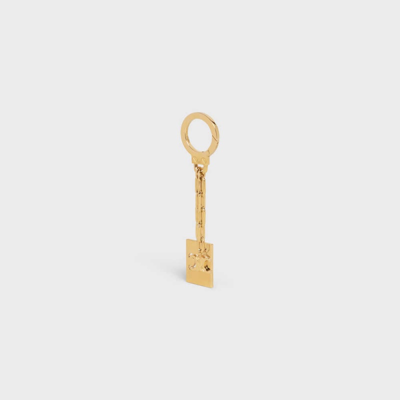 Gold Celine TRIOMPHE PLATE CHARM in Brass Leather Goods Accessories | CL-592918