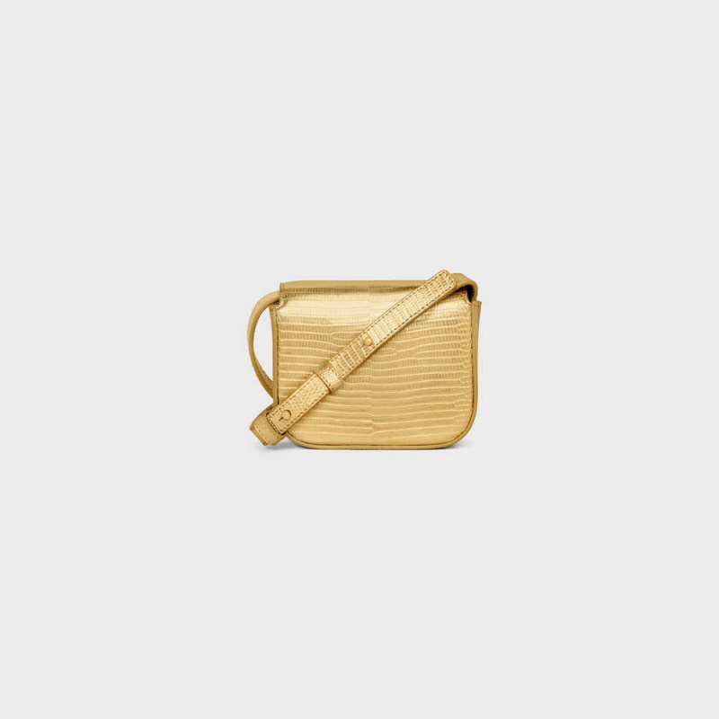 Gold Celine TRIOMPHE in LAMINATED LIZARD Mini Bags | CL-593017