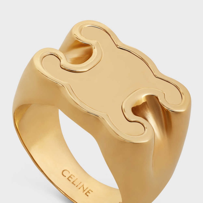 Gold Celine Triomphe Chevalière in Brass with Gold Finish Rings | CL-592189