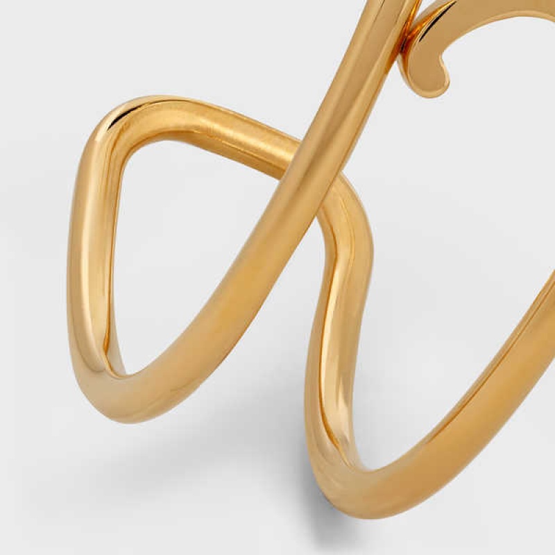 Gold Celine Triomphe Cuff in Brass with Gold Finish Bracelets | CL-592230