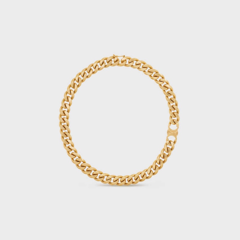 Gold Celine Triomphe Gourmette in Brass with Gold Finish Necklaces | CL-592255