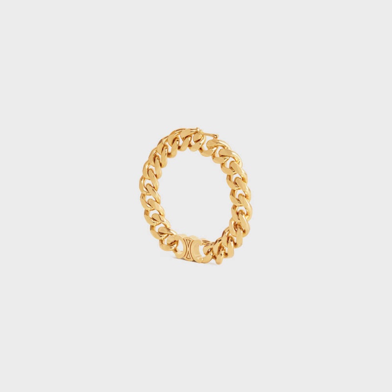 Gold Celine Triomphe Gourmette in Brass with Gold Finish Bracelets | CL-592227