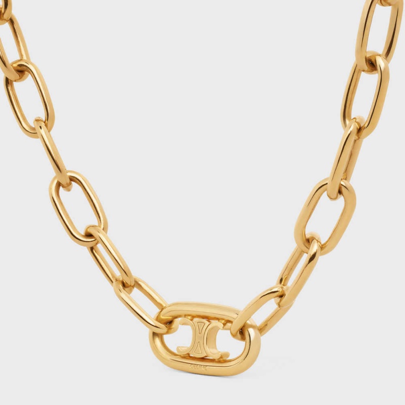 Gold Celine Triomphe Link in Brass with Gold Finish Necklaces | CL-592251