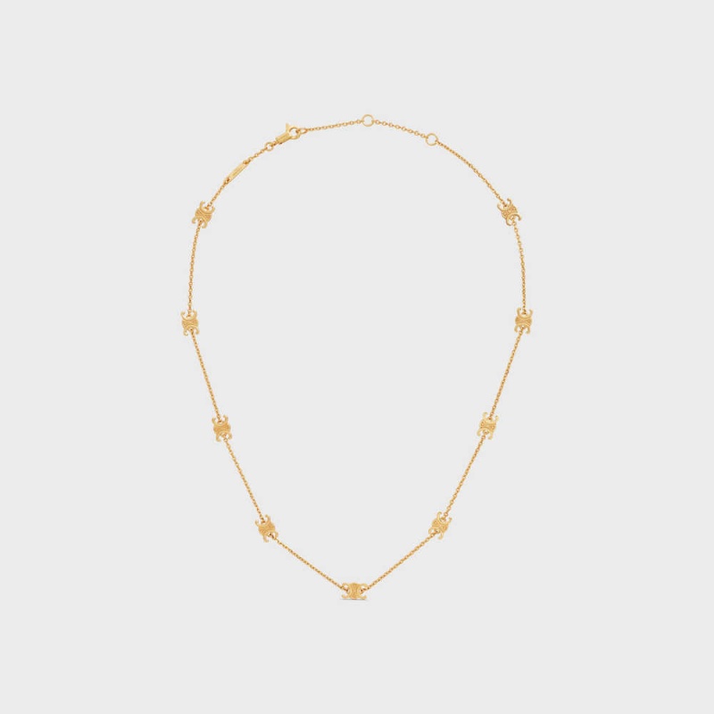 Gold Celine Triomphe Mini Triomphe in Brass with Gold Finish Necklaces | CL-592248