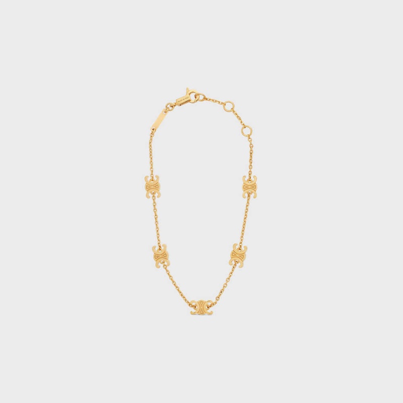 Gold Celine Triomphe Mini Triomphe in Brass with Gold Finish Bracelets | CL-592206