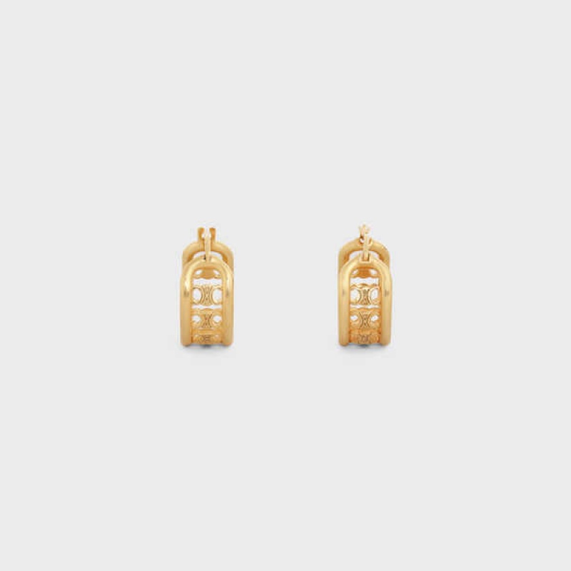 Gold Celine Triomphe Multi Hoops in Brass with Gold Finish Earrings | CL-592305