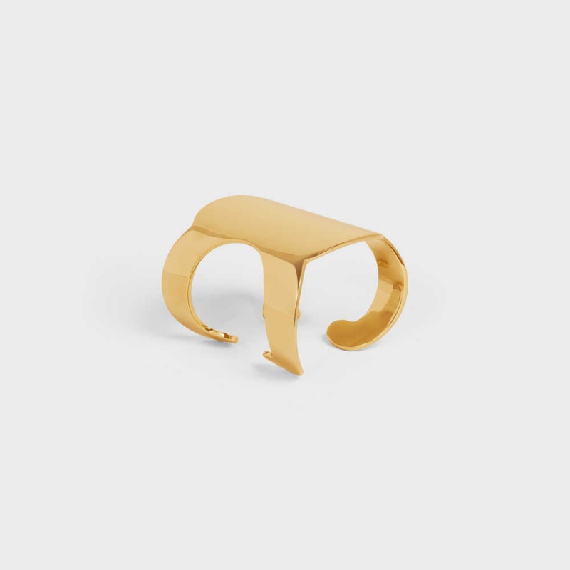 Gold Celine Triomphe Shadow Cuff in Brass with Gold Finish Bracelets | CL-592225