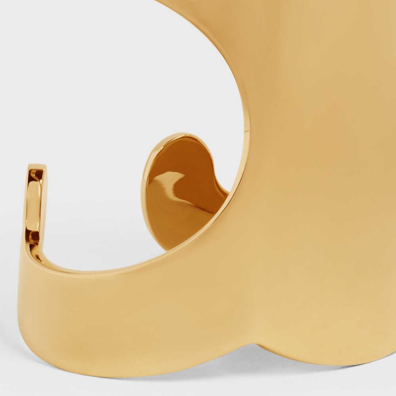 Gold Celine Triomphe Shadow Cuff in Brass with Gold Finish Bracelets | CL-592225