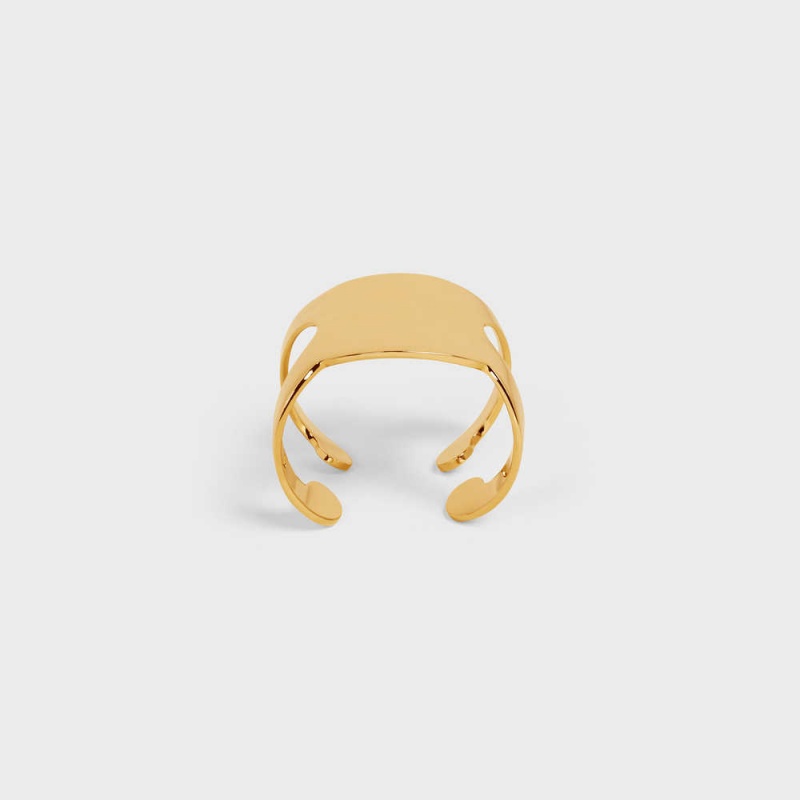 Gold Celine Triomphe Shadow Cuff in Brass with Gold Finish Bracelets | CL-592225