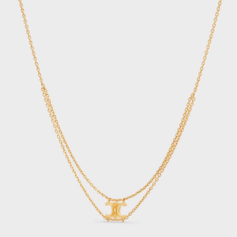 Gold Celine Triomphe Suspended in Brass with Gold Finish Necklaces | CL-592247