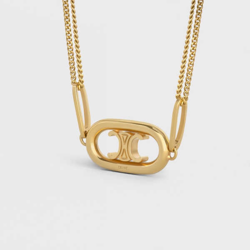 Gold Celine Triomphe in Gold Brass Necklaces | CL-592258