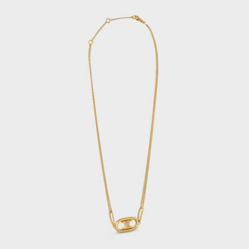 Gold Celine Triomphe in Gold Brass Necklaces | CL-592258