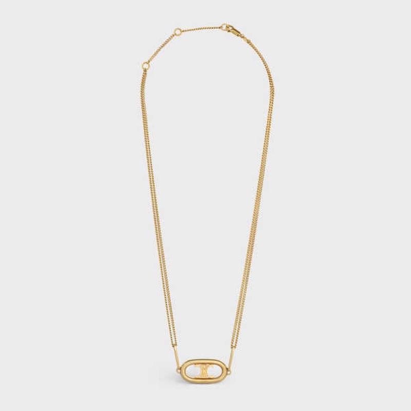 Gold Celine Triomphe in Gold Brass Necklaces | CL-592258