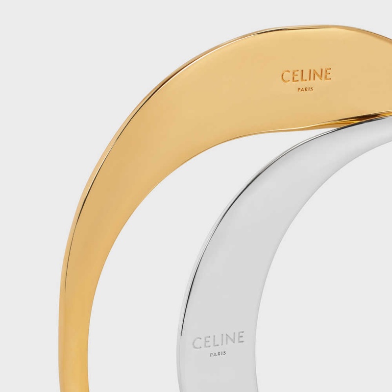 Gold/ Silver Celine Formes Abstraites Set of 2 Cuffs in Brass with Gold and Rhodium Finish Bracelets | CL-592224