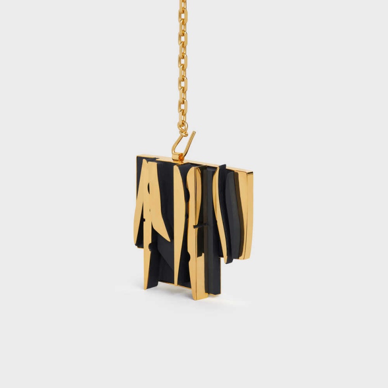 Gold / Black Celine Nevelson Project Vermeil and Oak Wood Necklaces | CL-592292