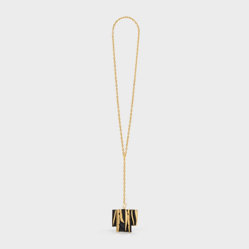 Gold / Black Celine Nevelson Project Vermeil and Oak Wood Necklaces | CL-592292