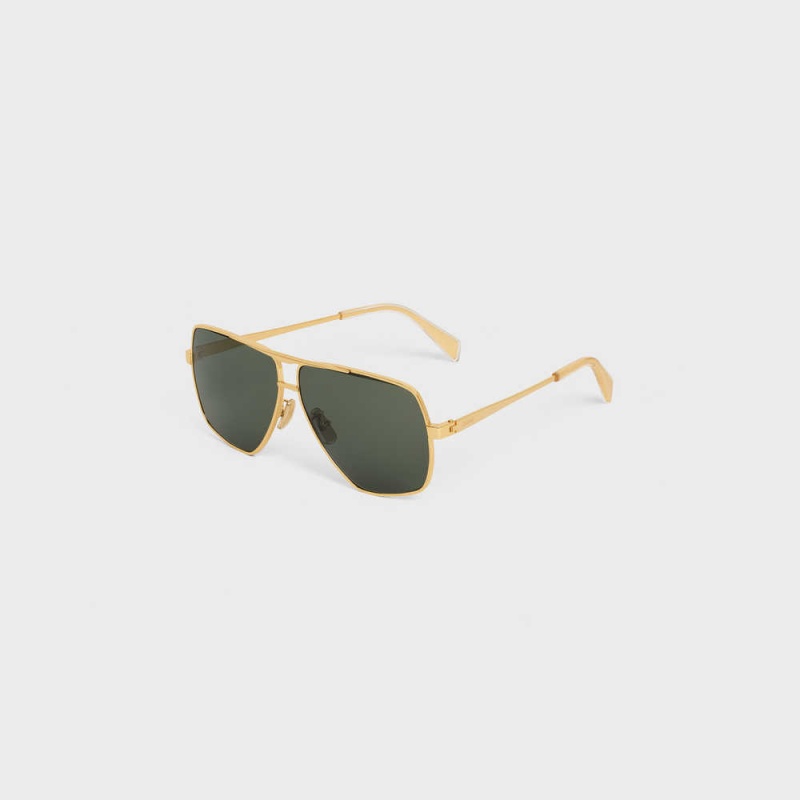 Gold / Green Celine Metal Frame 24 in Metal Sunglasses | CL-592409