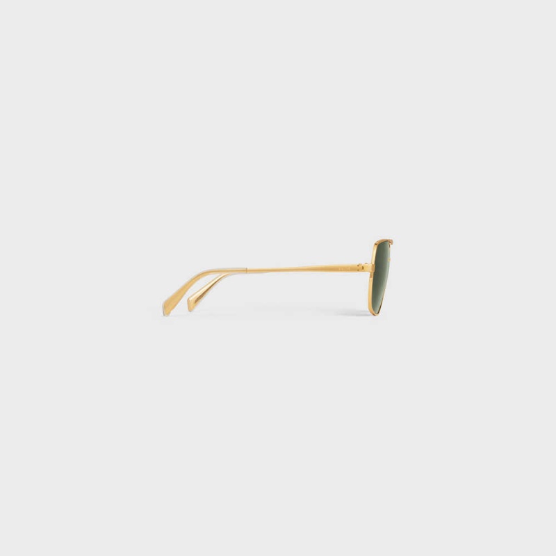 Gold / Green Celine Metal Frame 24 in Metal Sunglasses | CL-592409