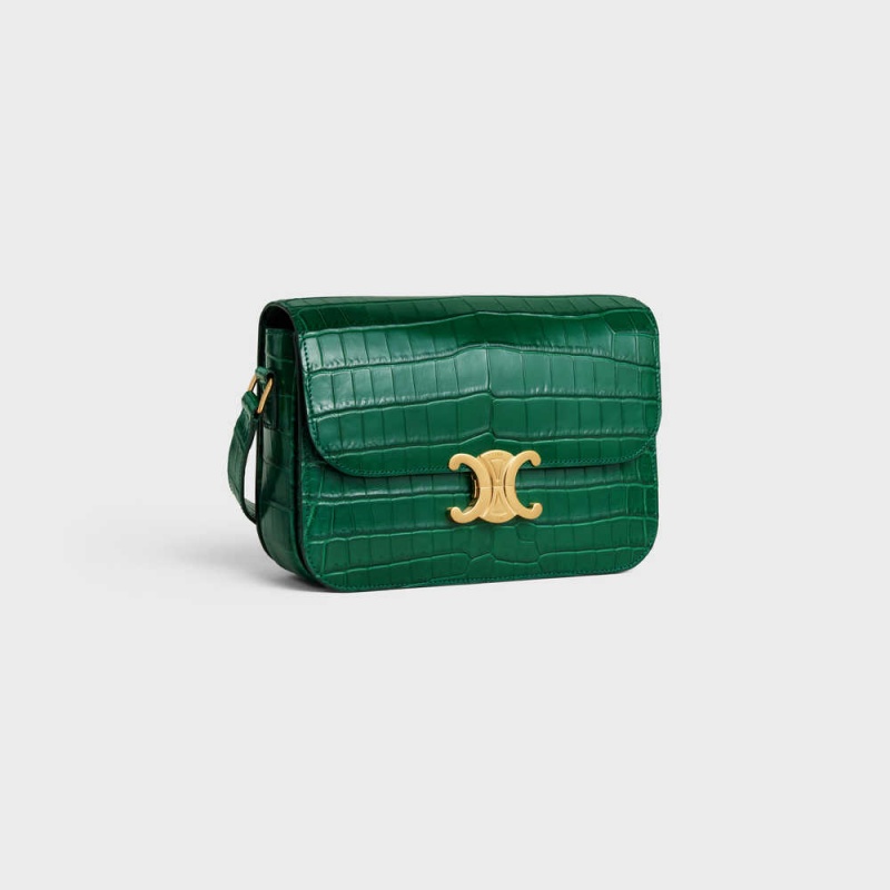 Green Celine Classique Bag in Niloticus Crocodile Triomphe | CL-593190