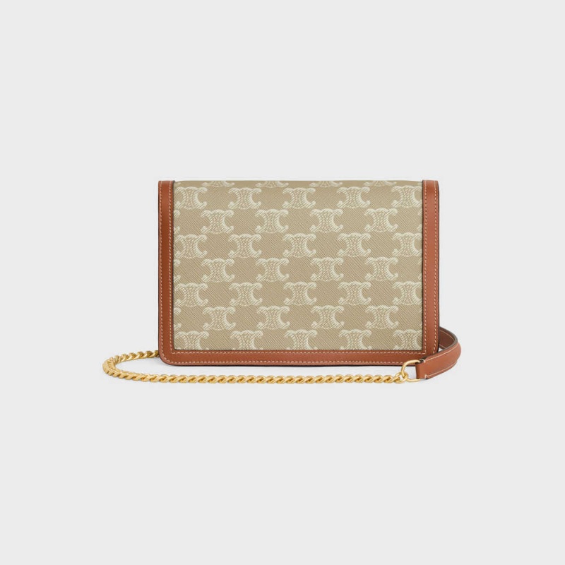 Grege Celine WALLET ON CHAIN TRIOMPHE in TRIOMPHE CANVAS AND CALFSKIN Mini Bags | CL-593026