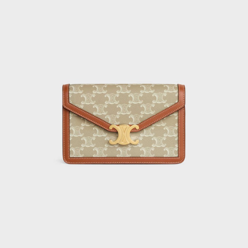 Grege Celine WALLET ON CHAIN TRIOMPHE in TRIOMPHE CANVAS AND CALFSKIN Mini Bags | CL-593026