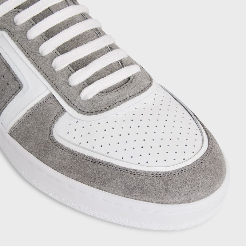 Grey/Optic White Celine C01 Z TRAINER HIGH in SUEDE CALFSKIN AND CALFSKIN Sneakers | CL-591910