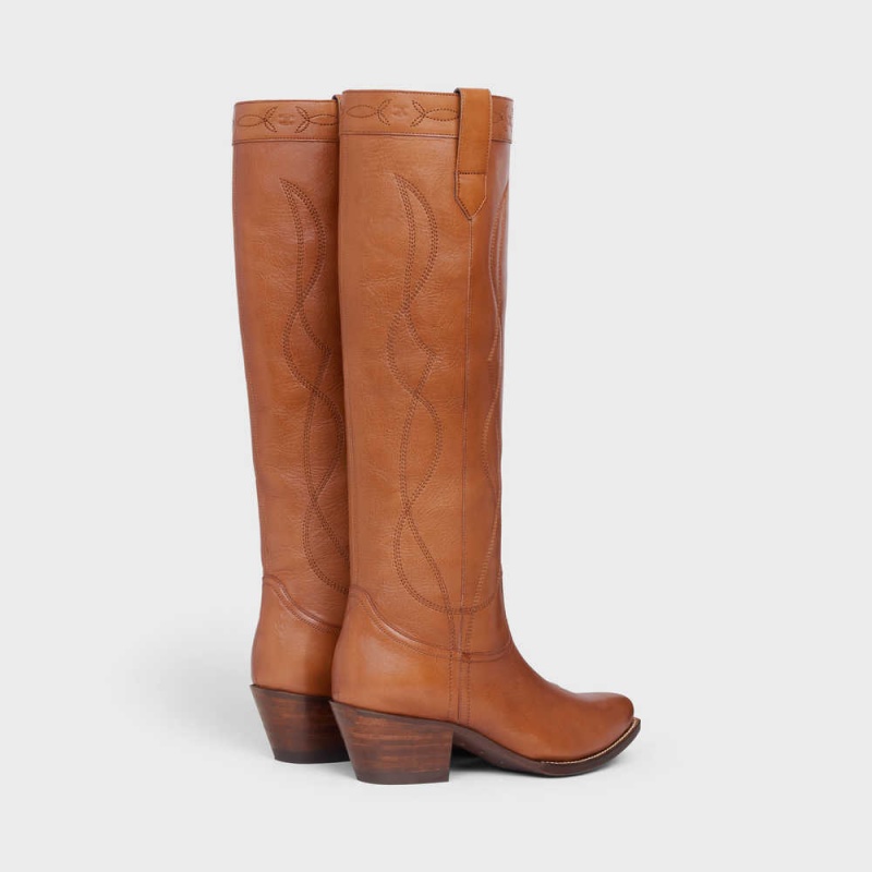 Honey Celine High Western in Calfskin Boots | CL-592514