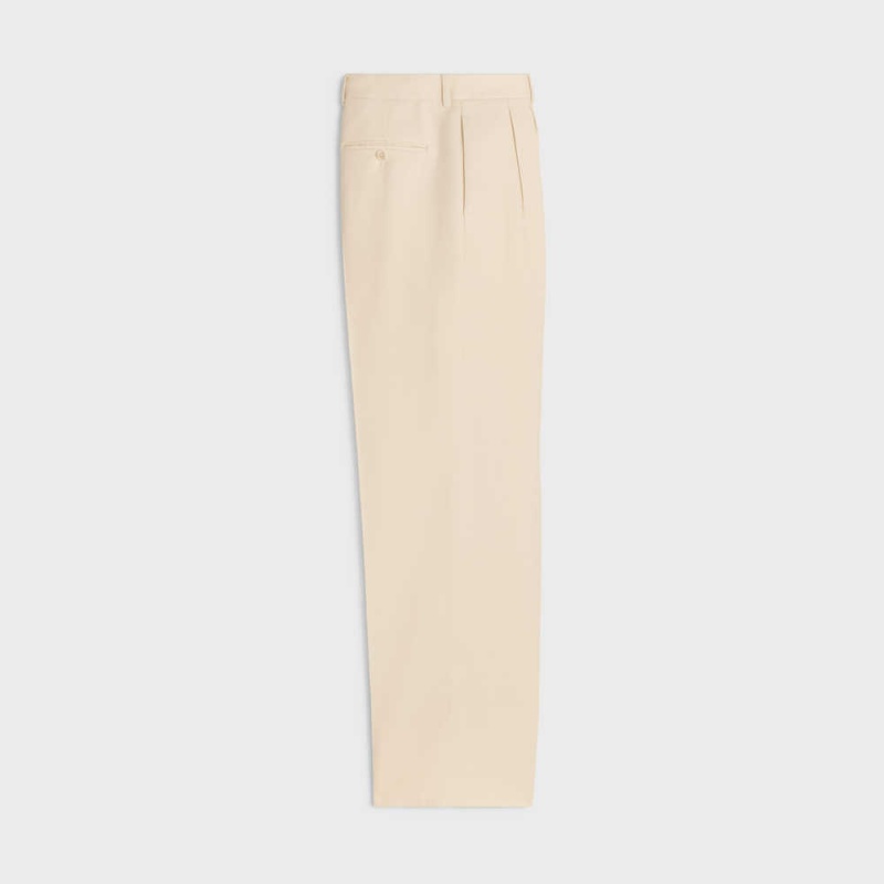 Ivory Celine Jude double-pleated in silk Panama Pants | CL-592738