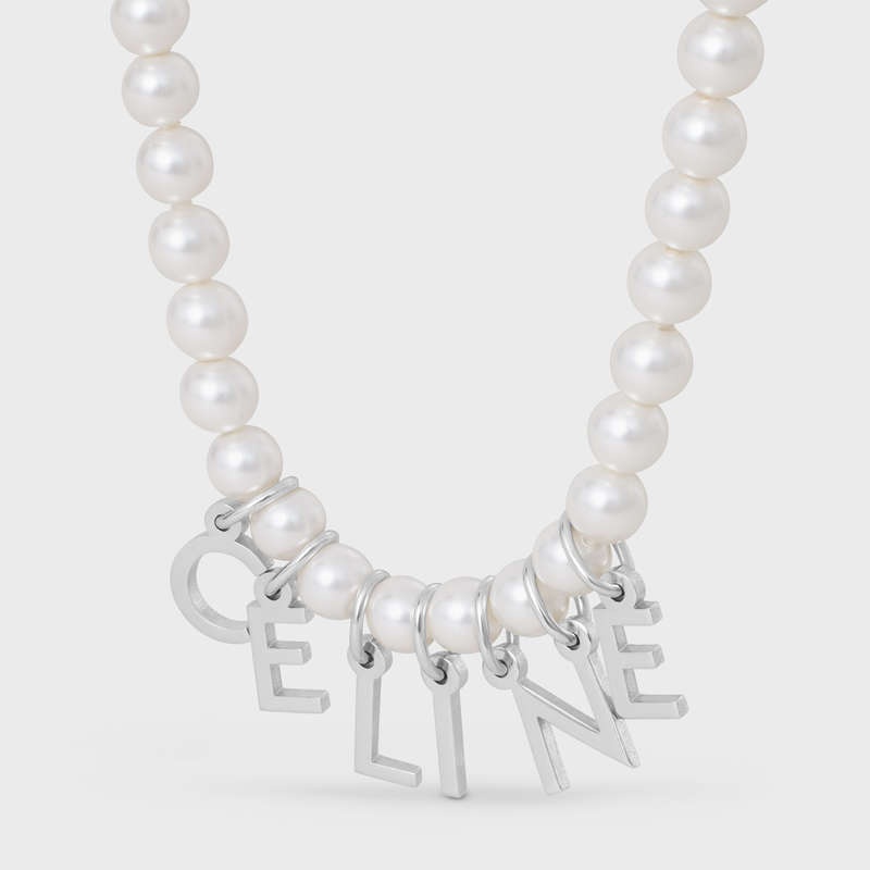 Ivory / Silver Celine Monochroms in Glass Pearls and Brass with Rhodium Finish Bracelets | CL-591656