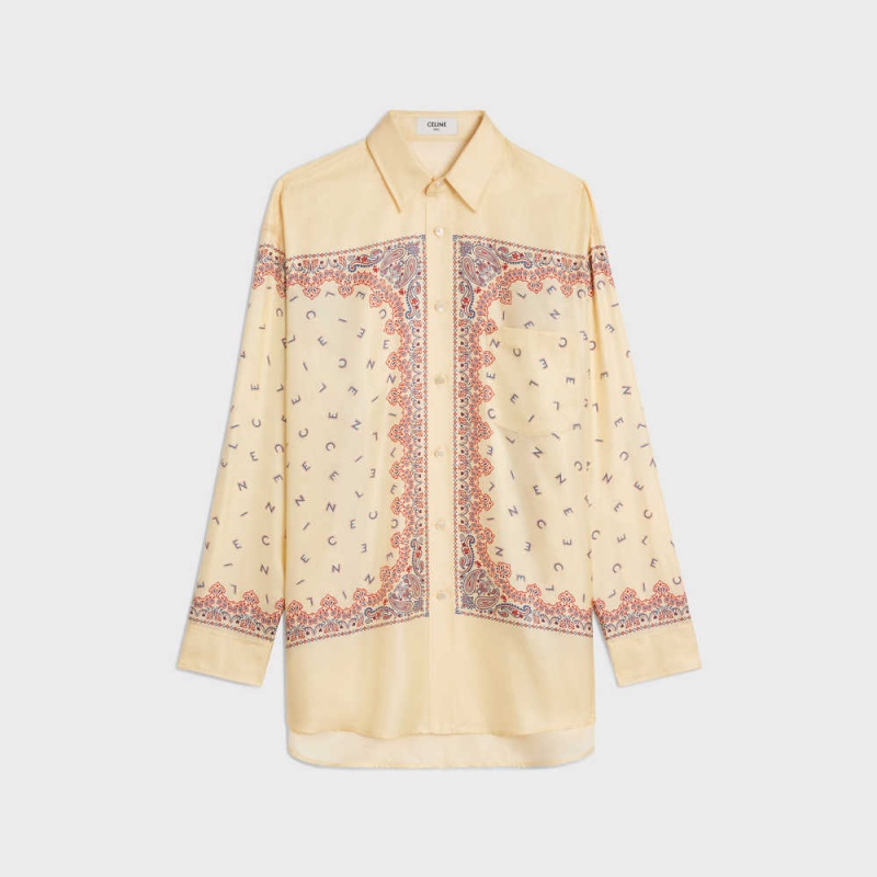 Jaune/Rouge/Bleu Celine oversized in silk twill Shirts | CL-592829