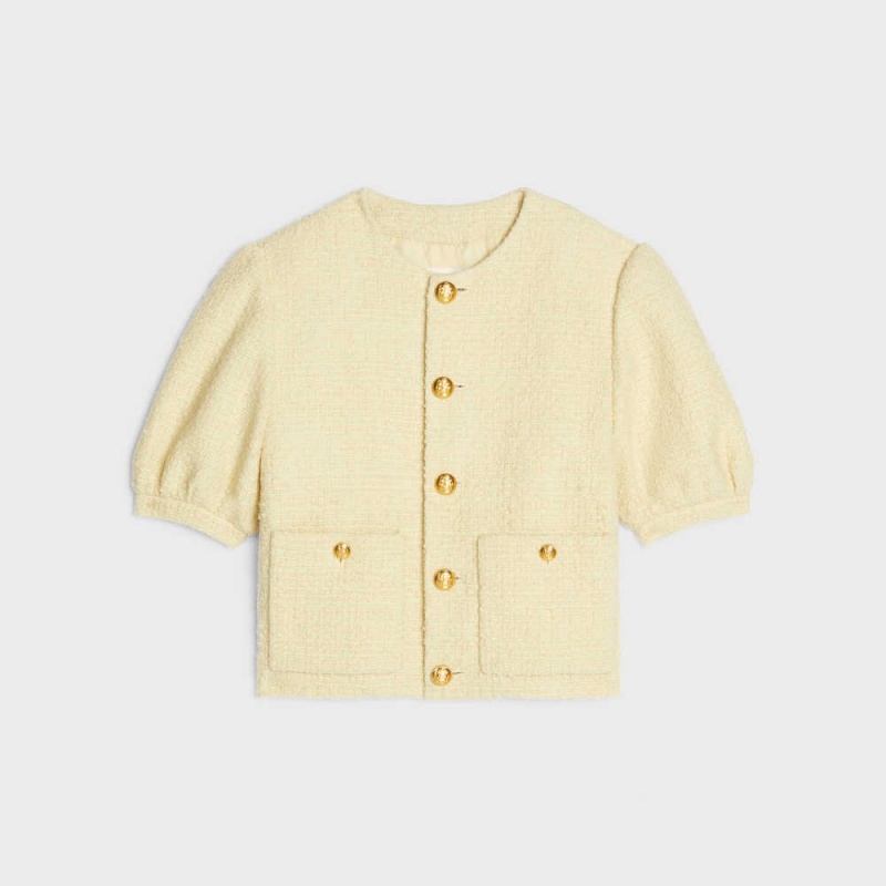 Jaune Paille Celine cardigan IN bouclé tweed Jackets | CL-592629