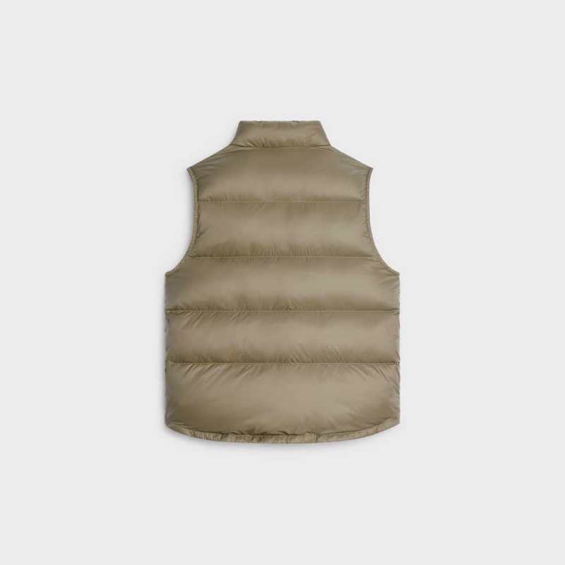 Kaki Celine quilted vest in lightweight nylon Jackets | CL-592683