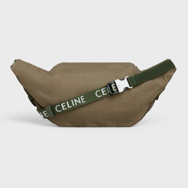 Khaki Celine LARGE ZIPPED BAG TREKKING in Cotton gabardine with celine Print Shoulder Bags | CL-591849