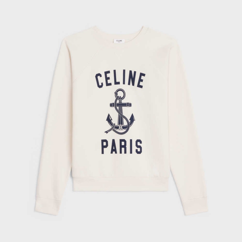 LIGHT IVORY / BLEU ANCRE Celine paris anchor in cashmere fleece Knitwear | CL-592709