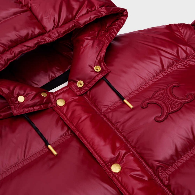 Light Burgundy Celine Cropped Triomphe down in lightweight Nylon Jackets | CL-592682