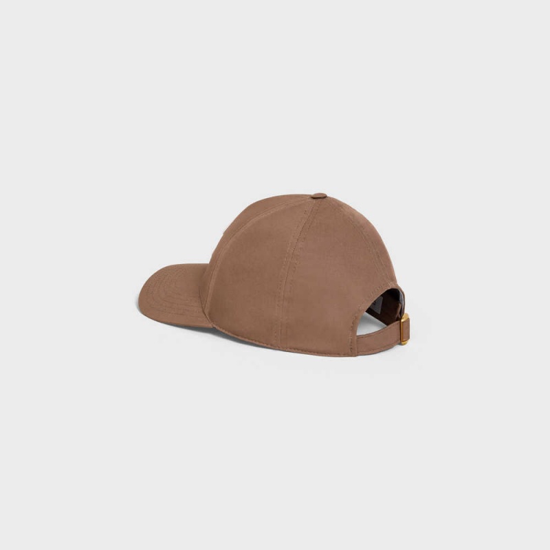 MARRON GLACE Celine TRIOMPHE BASEBALL IN COTTON Cap | CL-592353