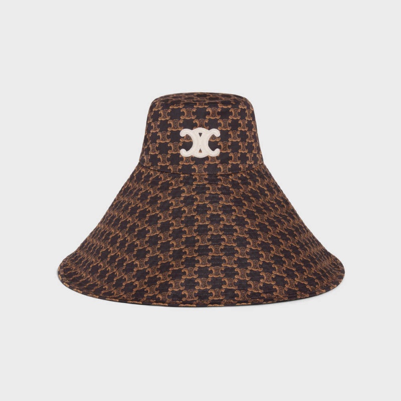 Marron / Caramel Celine TRIOMHE IN MONOGRAM COTTON Hat | CL-592342