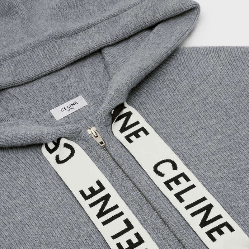 Medium grey Celine HOODED IN CASHMERE WOOL Sweatshirts | CL-592116