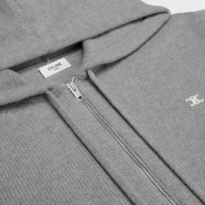 Medium grey Celine triomphe hooded in wool and cashmere Sweatshirts | CL-592114