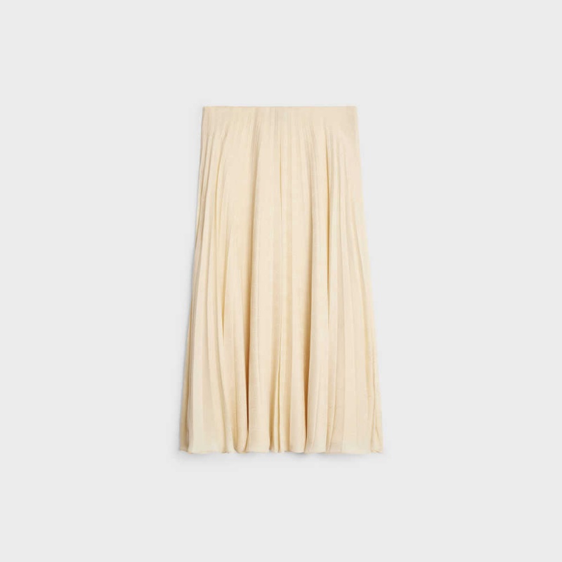 Metal Blanc Celine pleated midi in silk jacquard Skirts | CL-592875