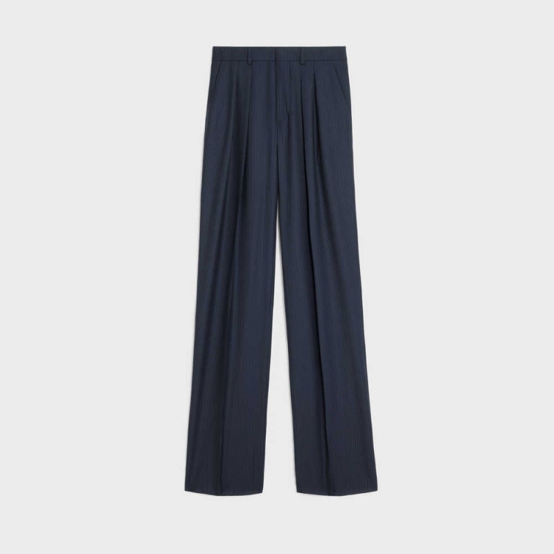 NAVY/CRAIE Celine double-pleated tixie in striped wool Pants | CL-592735