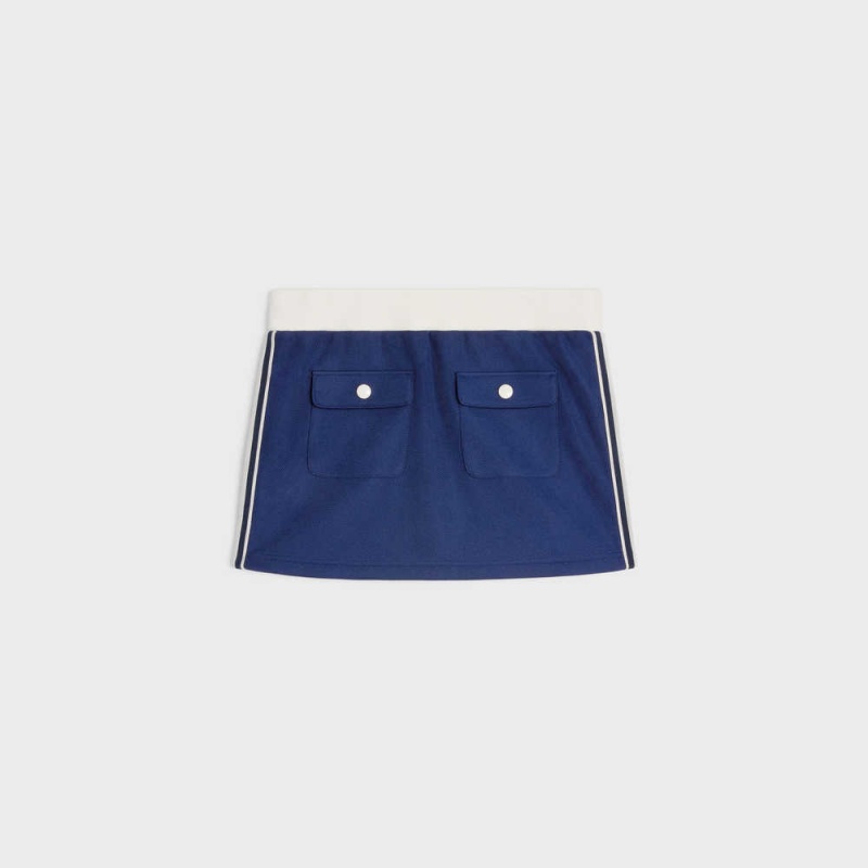 NAVY/OFF WHITE Celine mini in texturized jersey Skirts | CL-592884