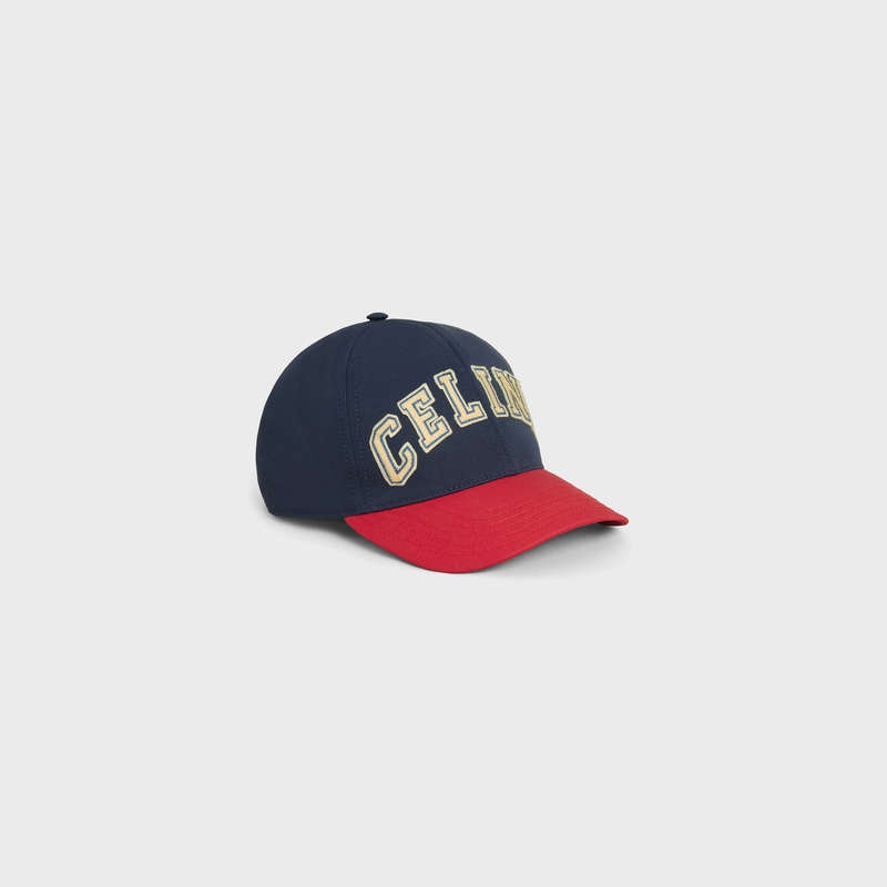 NAVY / RED Celine college baseball in cotton Cap | CL-591702