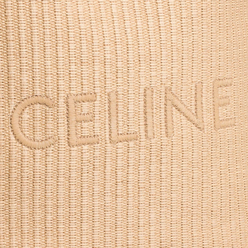 Natural / Tan Celine MUSEUM BAG in RAFFIA EFFECT TEXTILE with celine EMBROIDERY Cabas | CL-591835