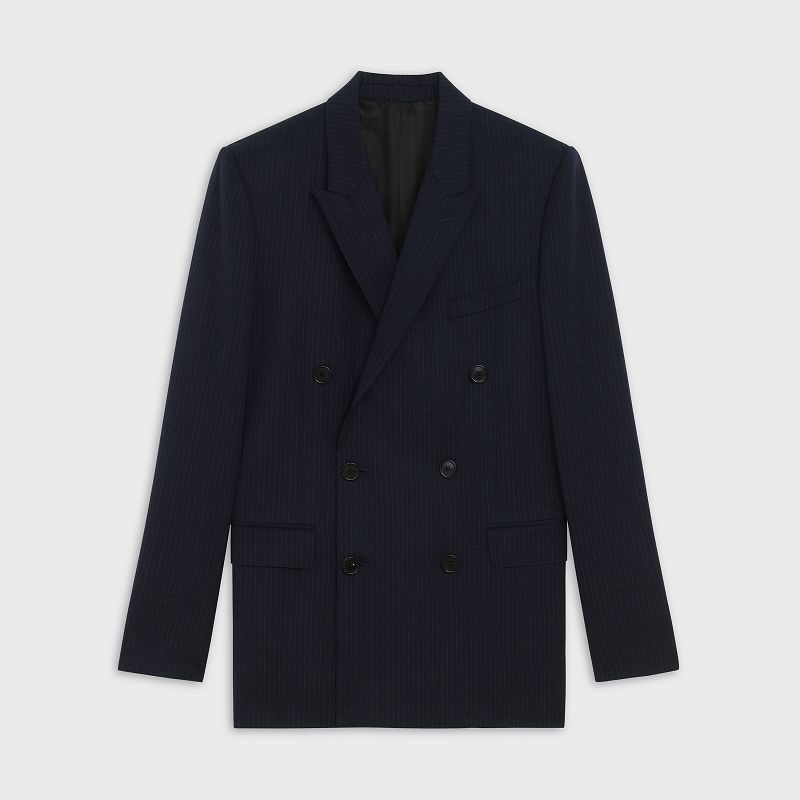 Navy Celine RECTANGLE WITH TENNIS STRIPE Jackets | CL-591993