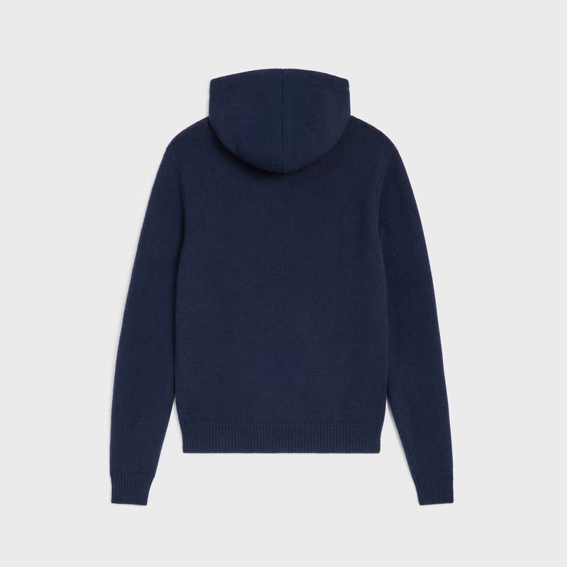 Navy Celine triomphe hooded in cashmere wool Sweatshirts | CL-592113