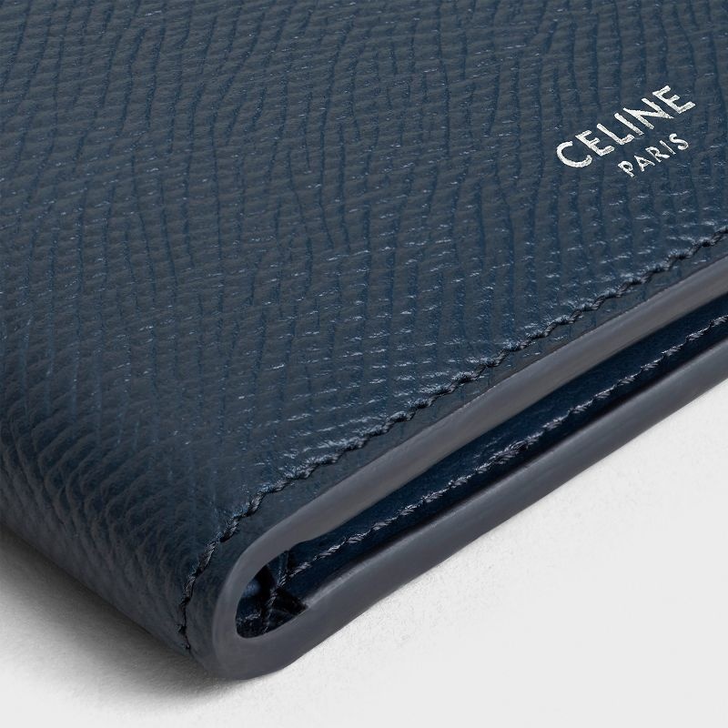 Navy blue Celine Bi-fold in Grained calfskin Wallets | CL-591790