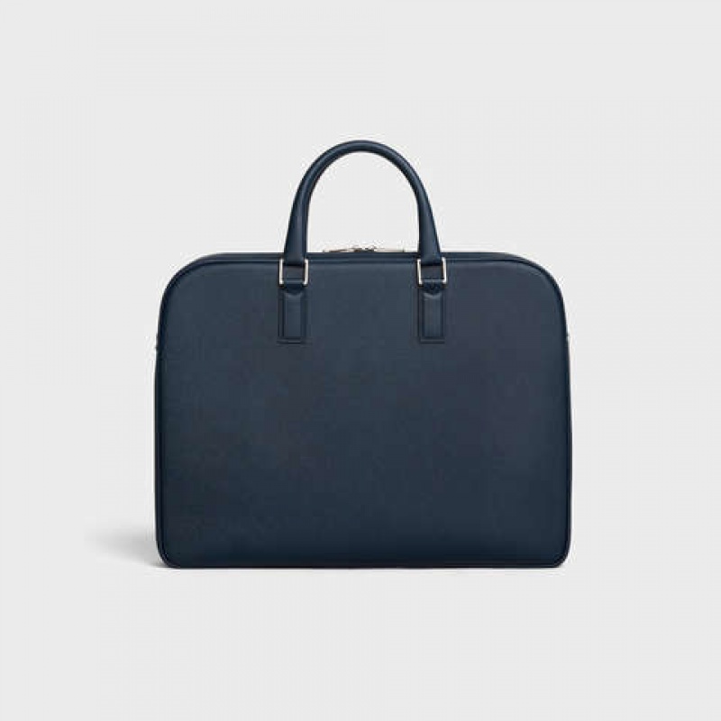 Navy blue Celine Medium Briefcase in Grained Calfskin Business | CL-591828