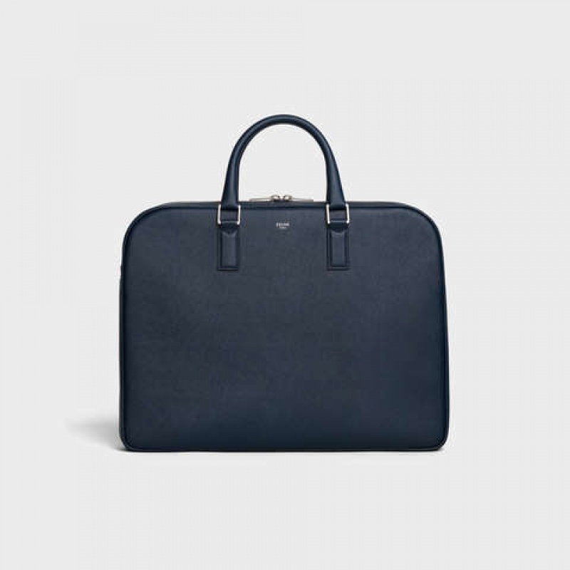 Navy blue Celine Medium Briefcase in Grained Calfskin Business | CL-591828